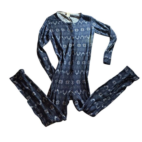 LUCKY BRAND FAIR ISLE DEER VASE LAYER WAFFLE KNIT ONE PIECE SIZE XL - Picture 1 of 5